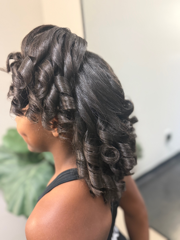 Kids Deluxe Silk Press at Vain Galore Salon & Spa in Austell, GA