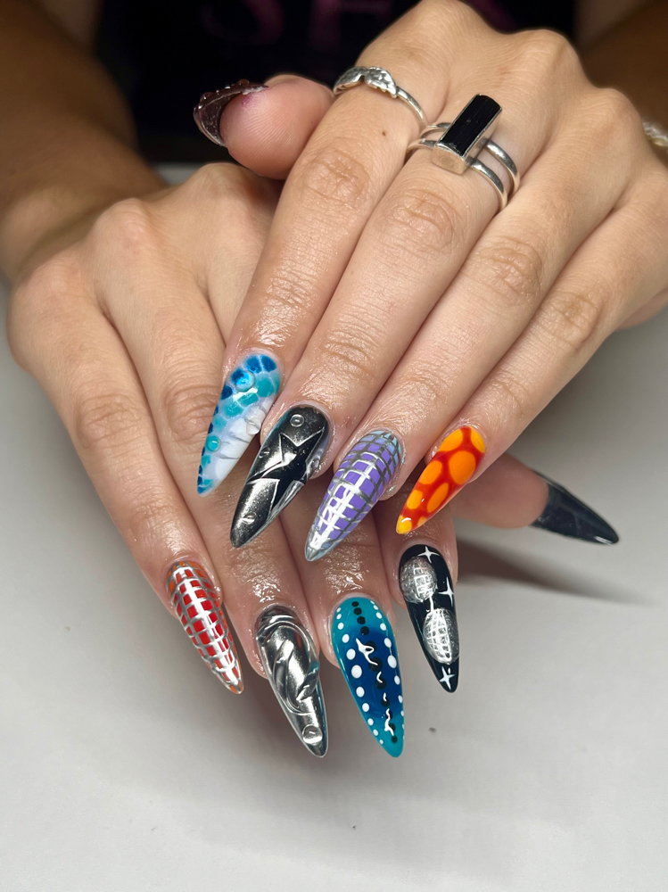Gel-X fill with designs at The Nail Muse in San Diego, CA