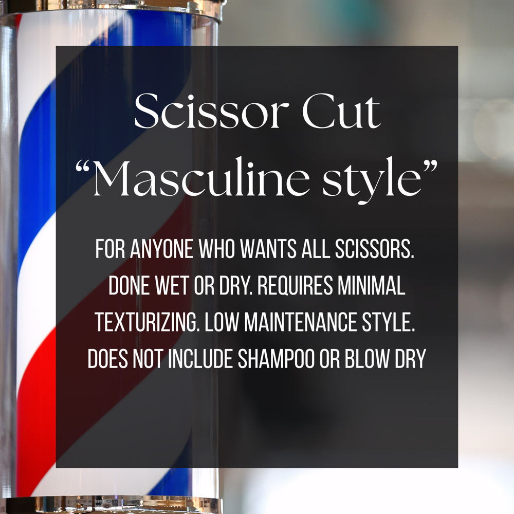 Scissor Cut “Masculine Style” at Chelsea’s Barber Shop in Andover, MA