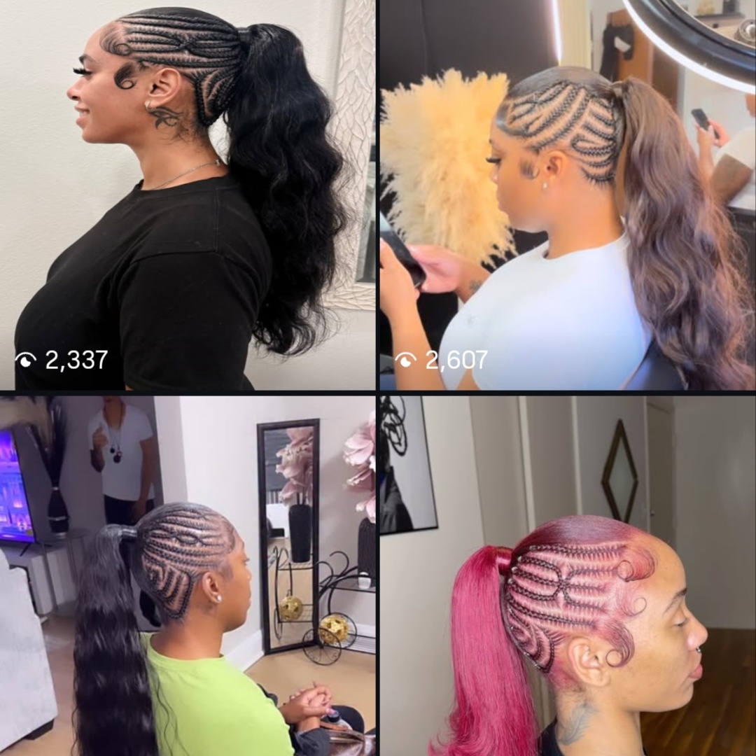 Quick Weave Ponytail Side Braids at The Braid Lounge in Burlington, NC