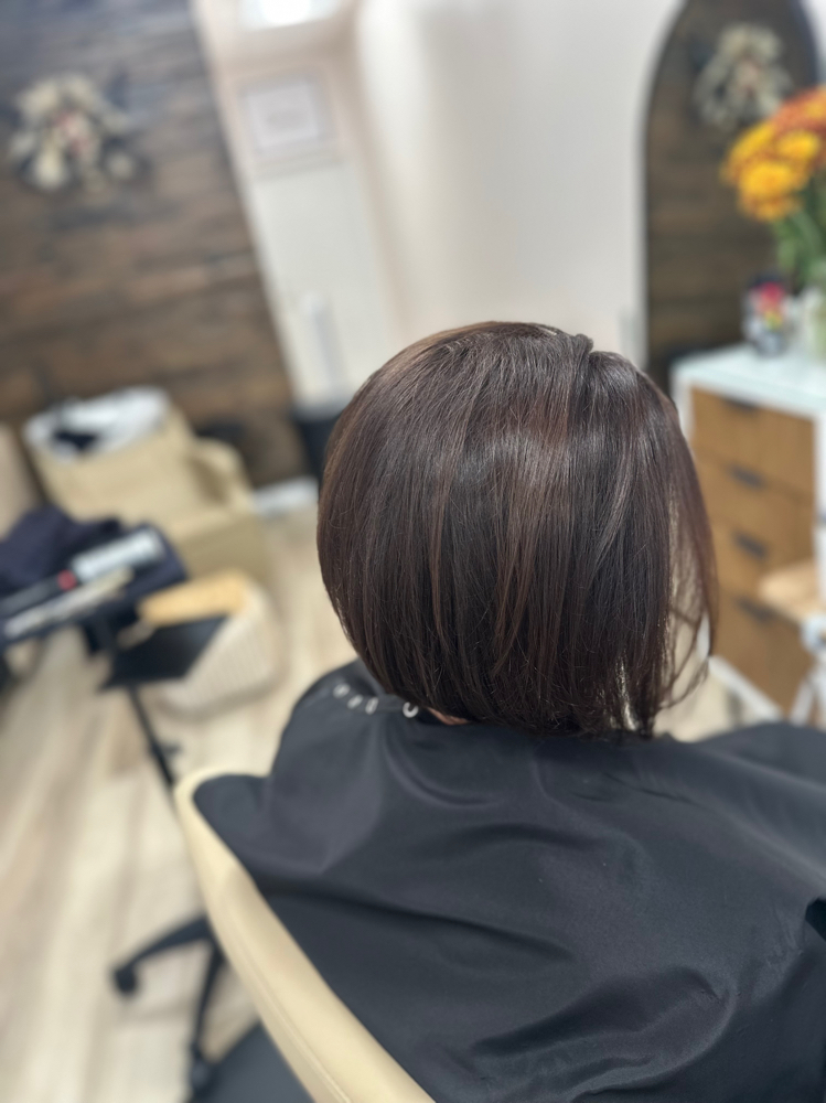 Base Color With Haircut And Style