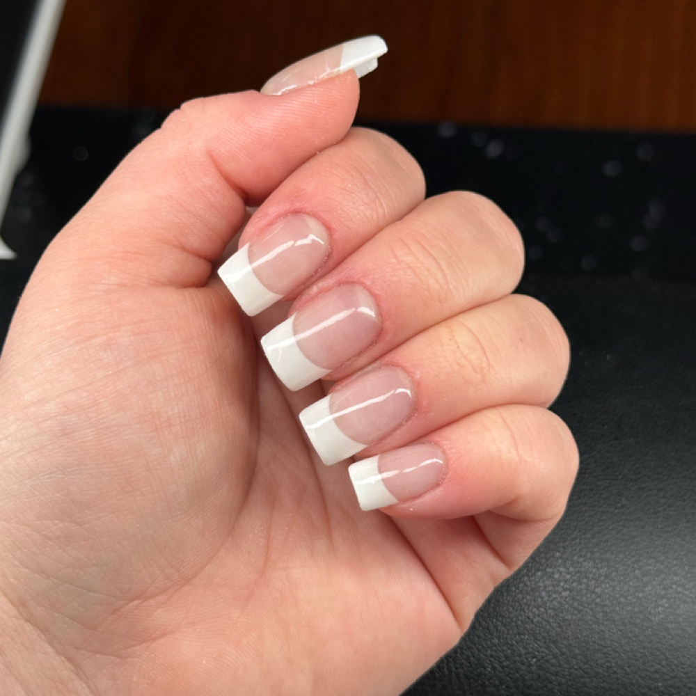 90’s Style Acrylic White Tips at Nails By Candi in Wellington, CO