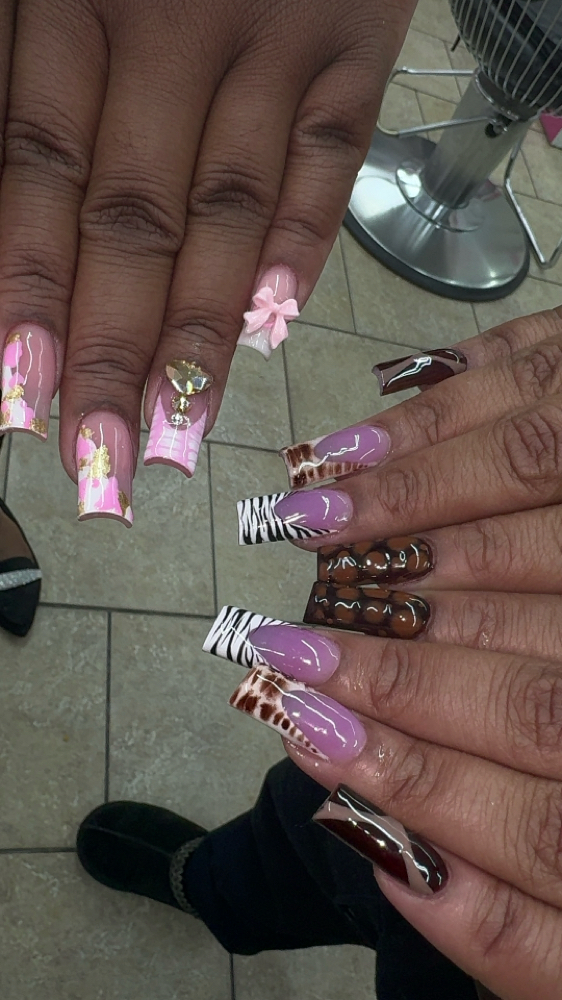 Nail Sets For Me And My Bestie🌸 at Savage Glow Beauty Bar in Brooklyn, NY
