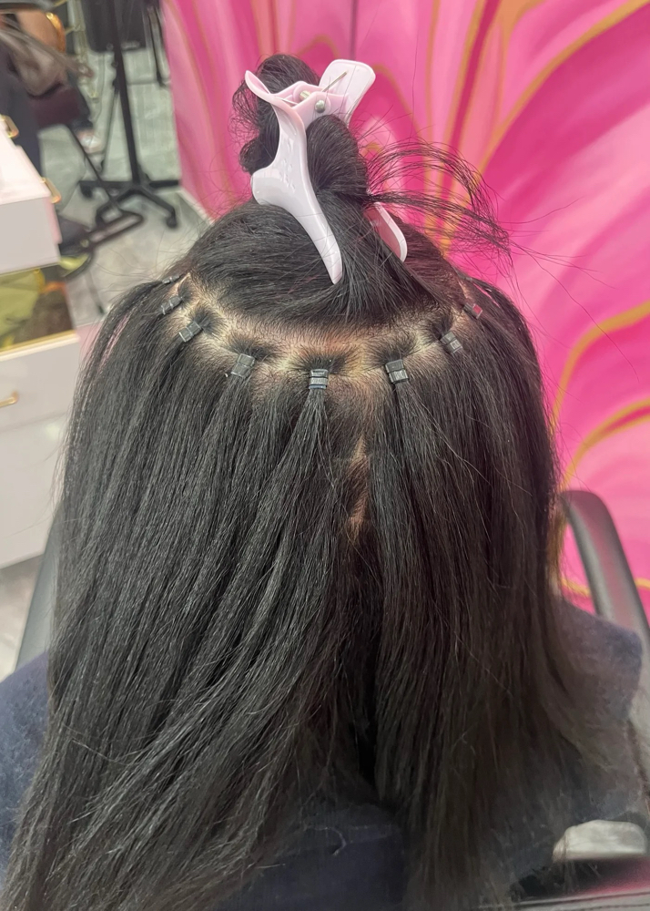 Micro-link Weft Extensions/per trac at The Shop Hair Studio in New Rochelle, NY