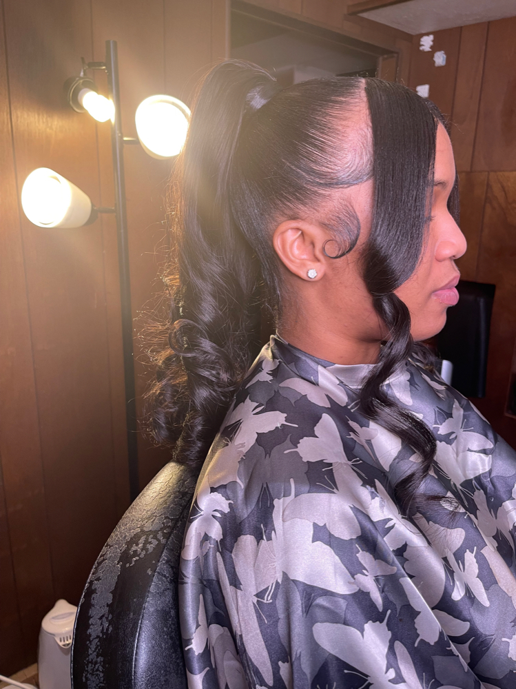 Curled Ponytail W/ 2 Curled Pieces