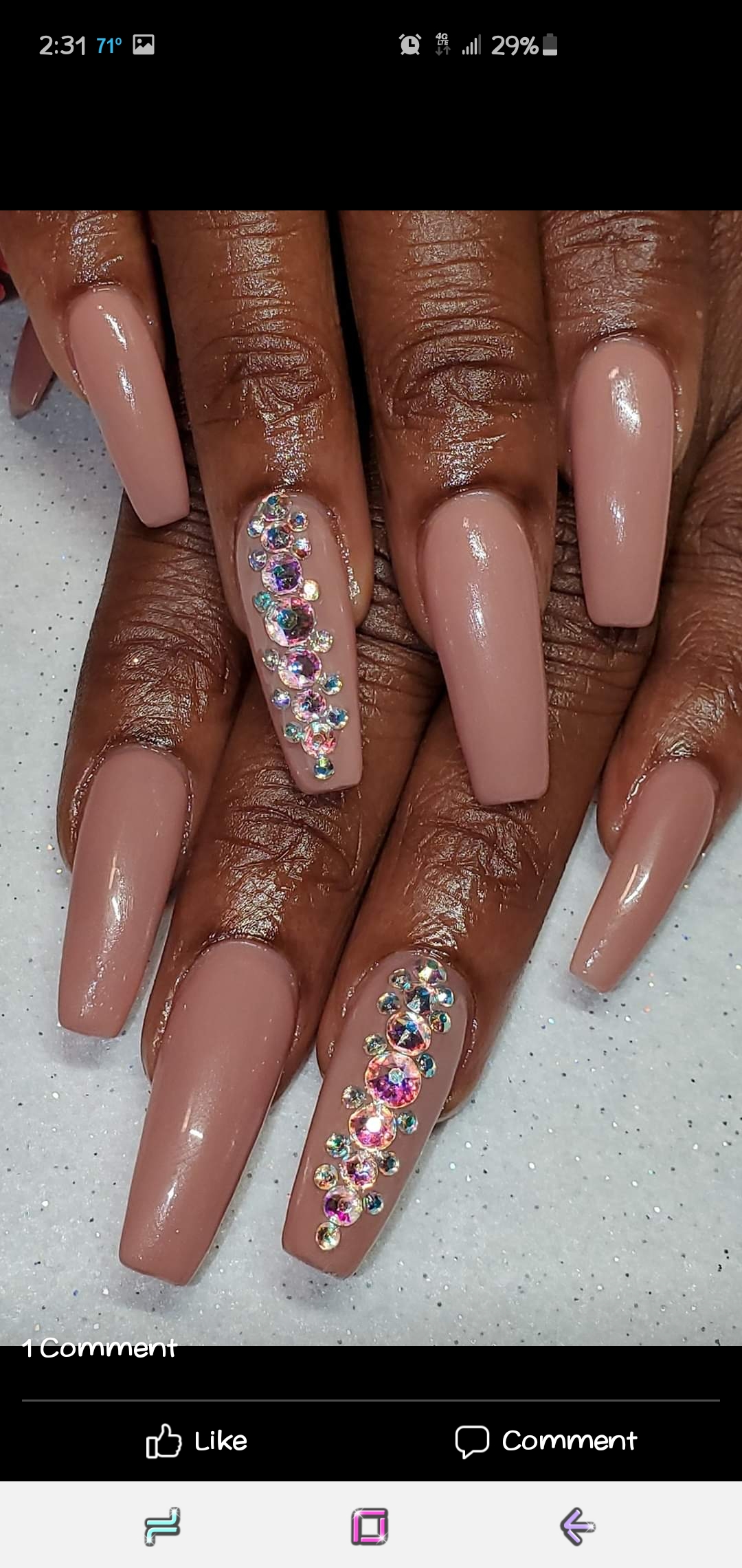 Partial Bling Long Nails