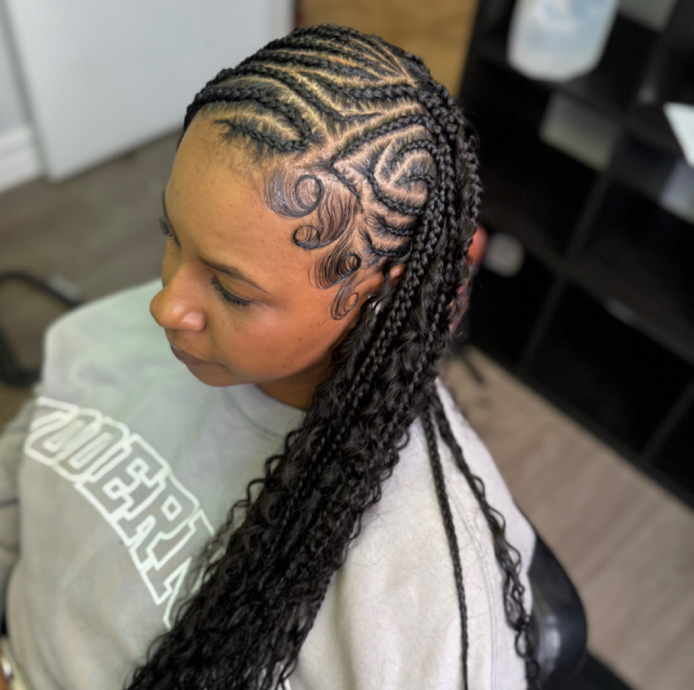 Fulani Braids With Knottless Braids at Glamourist Beauty Bar in Bellflower, CA