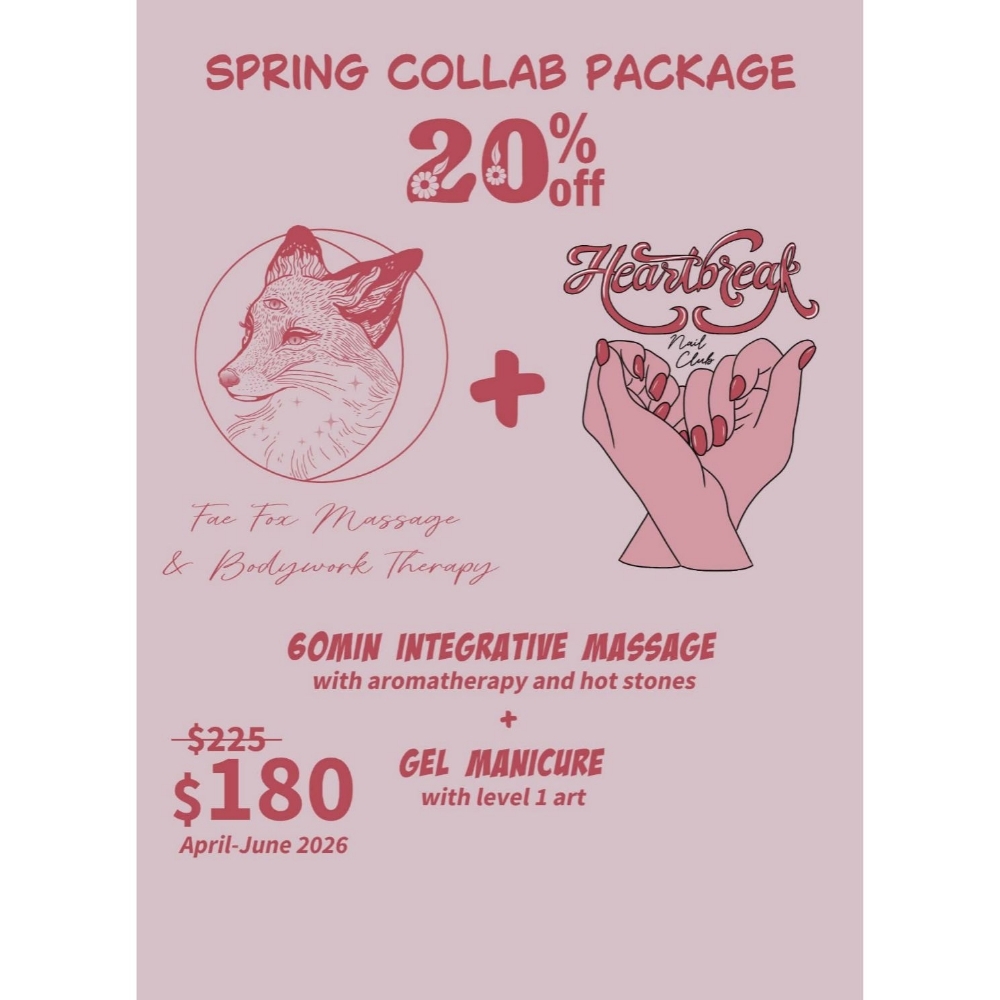 🌸Spring Collab Package w massage at Heartbreak Nail Club in Asheville, NC