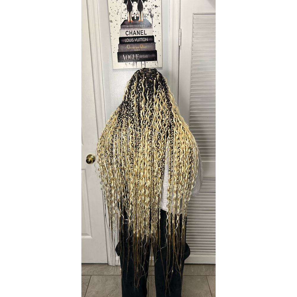 Thigh Length Boho Knotless Braids
