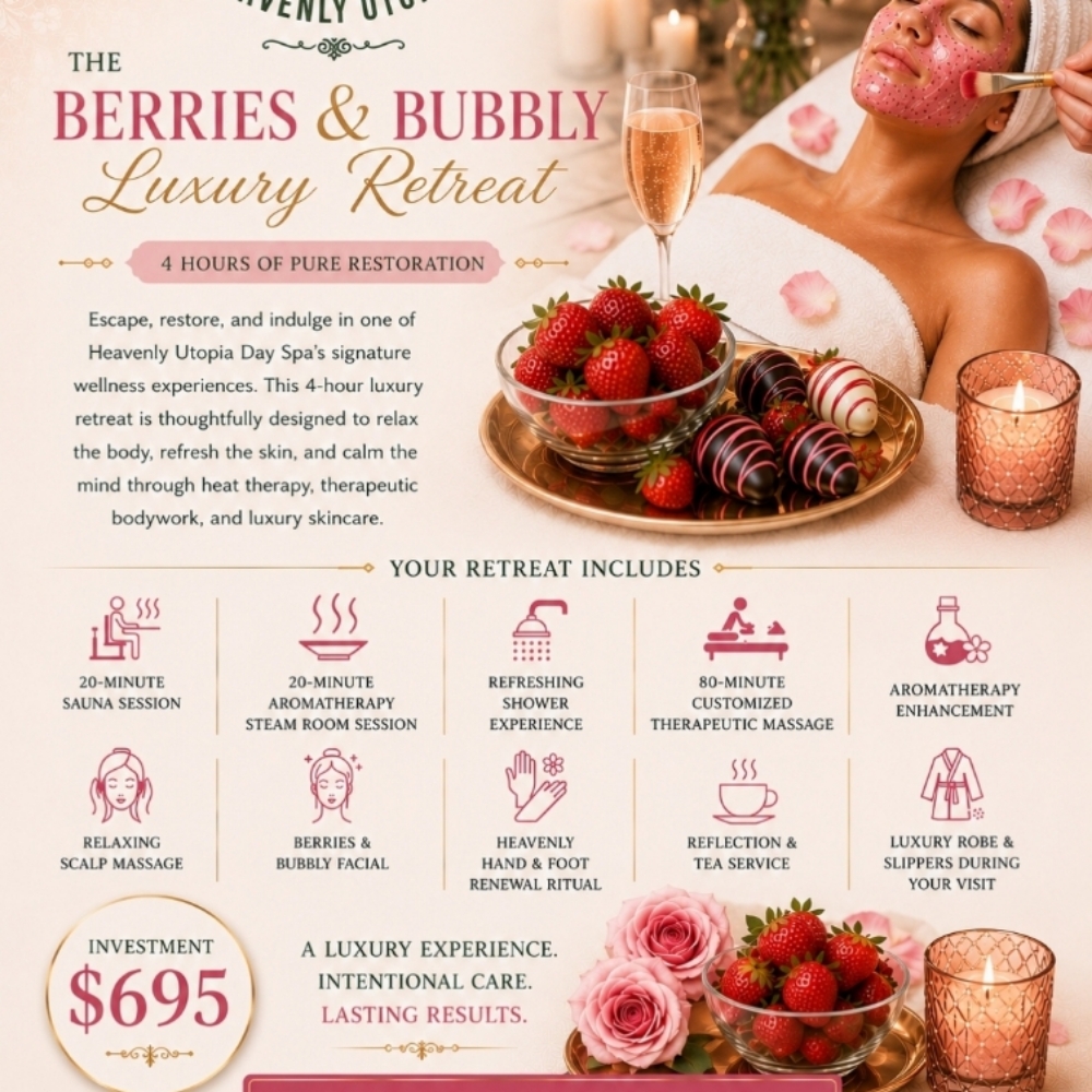 🍓 THE BERRIES & BUBBLY LUX RETREAT at Heavenly Utopia Day Spa in Englewood, NJ