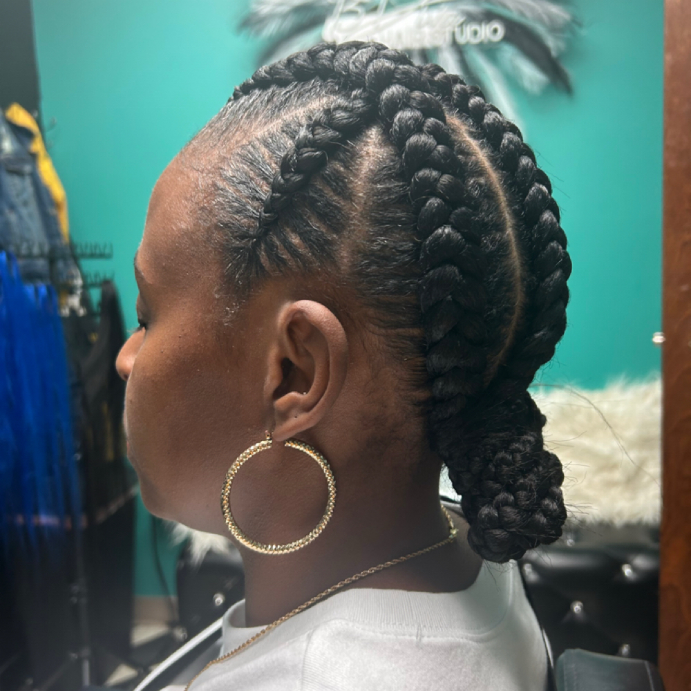 Stitch Braids W/ Ninja Buns at B Diva Braids and Locs in Statesville, NC