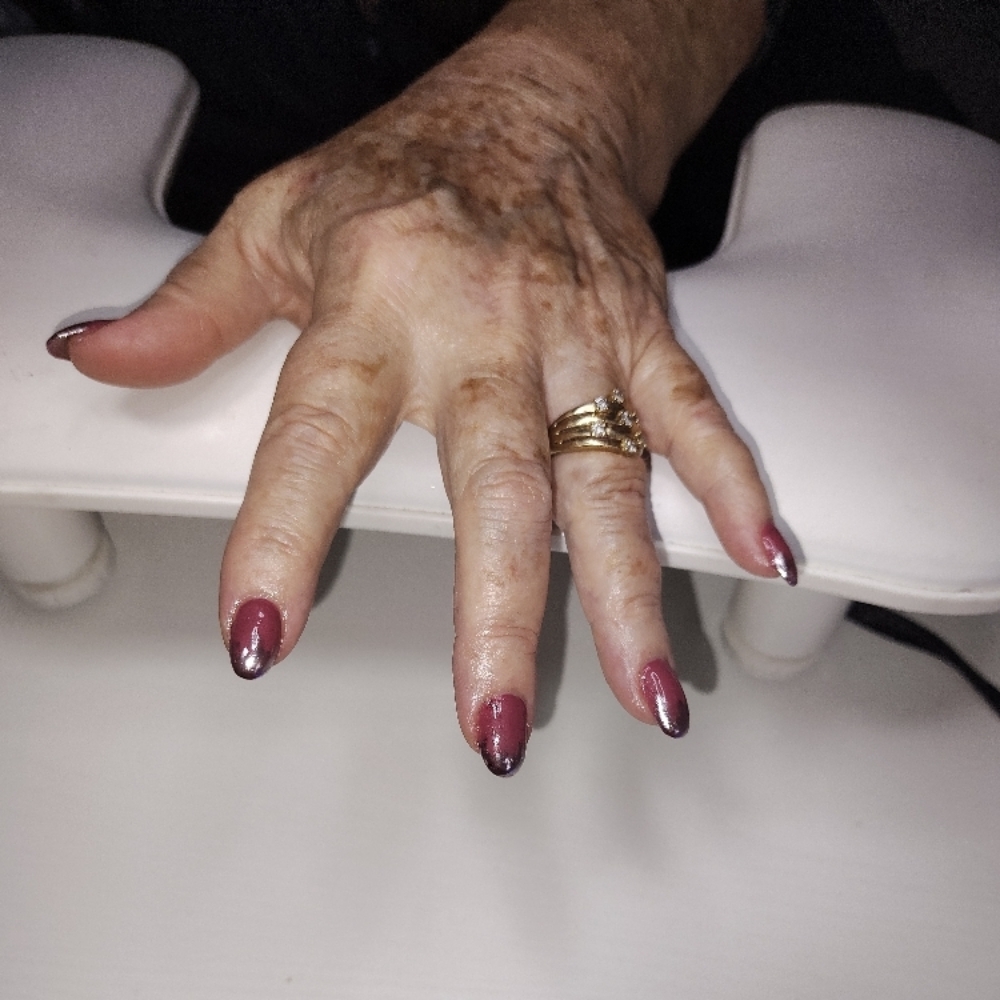 Chrome powder- GelX/Acrylic set at T&D Beauty Salon in Springdale, WA