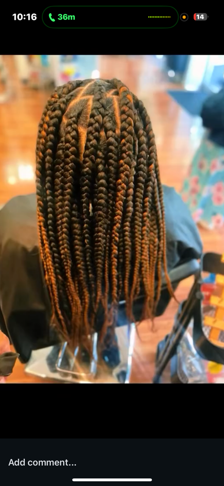 Box Braids large added hair