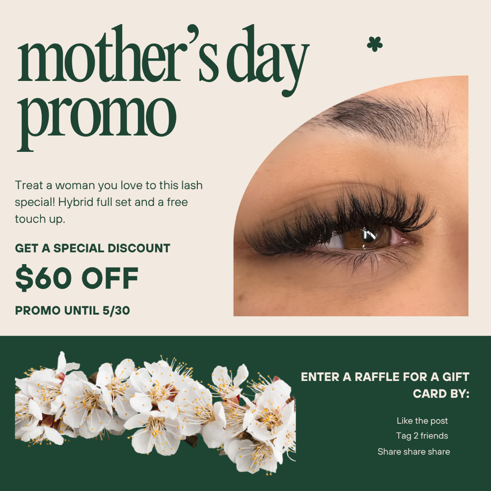 Mothers Day Special Hybrid Full Set at 444Lashes in Greeley, CO