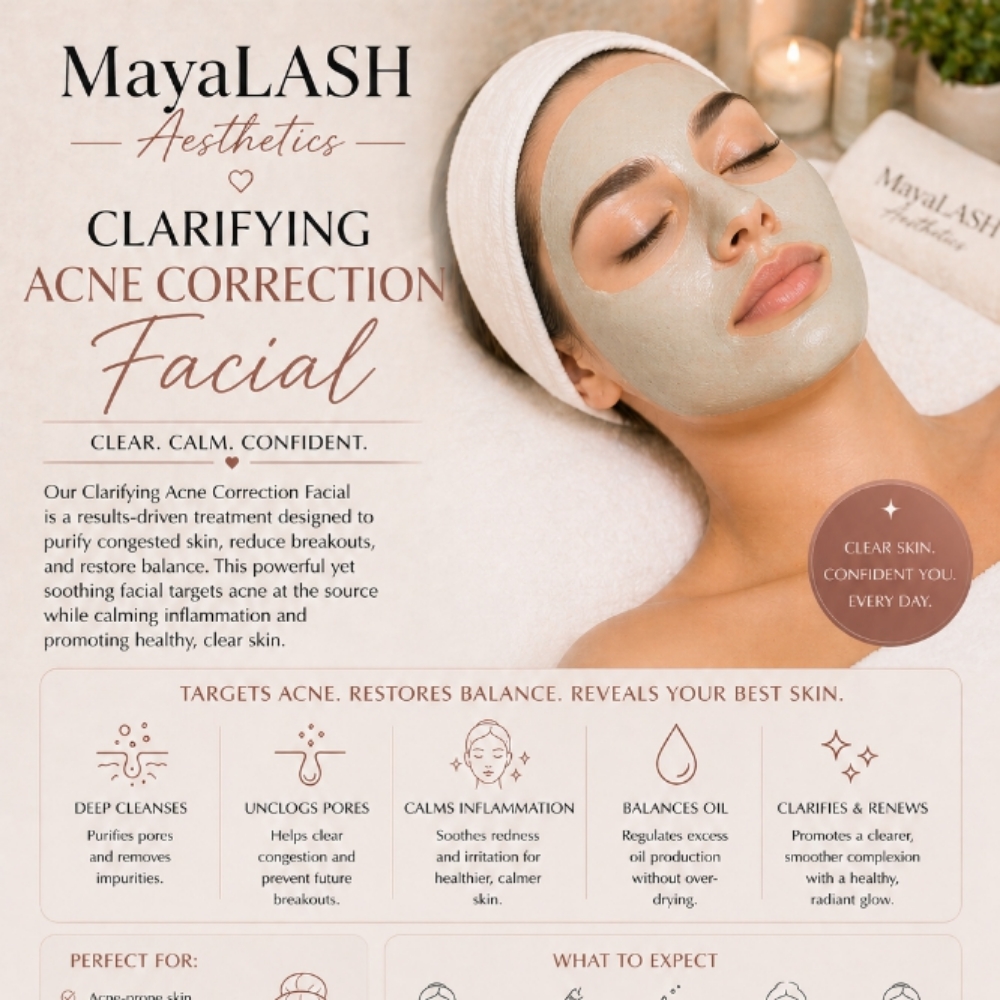Clarifying Acne Correction Facial at MayaLASH Aesthetics| Professional Lash Lifts & Facials in Norwood, MA in Norwood, MA