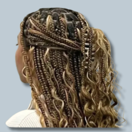Chunky Knotless Braids (Boho) at Africana Star Braiding Salon in Los Angeles, CA