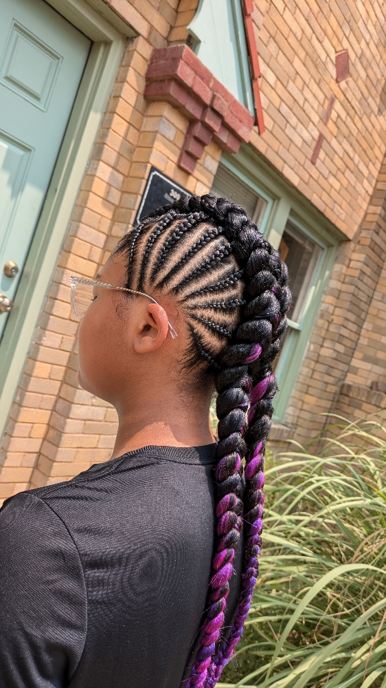 4-6 Feed In Braids With Designs
