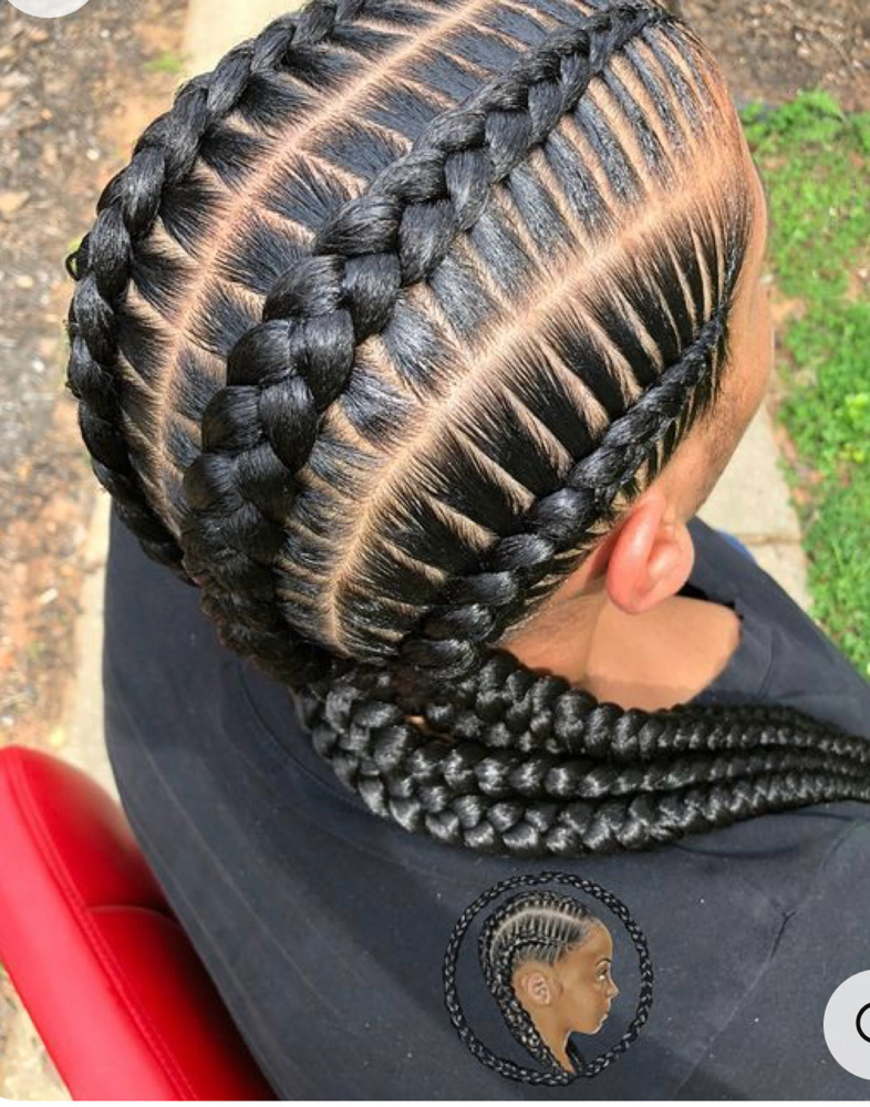 Four Cornrows w/ Added Hair