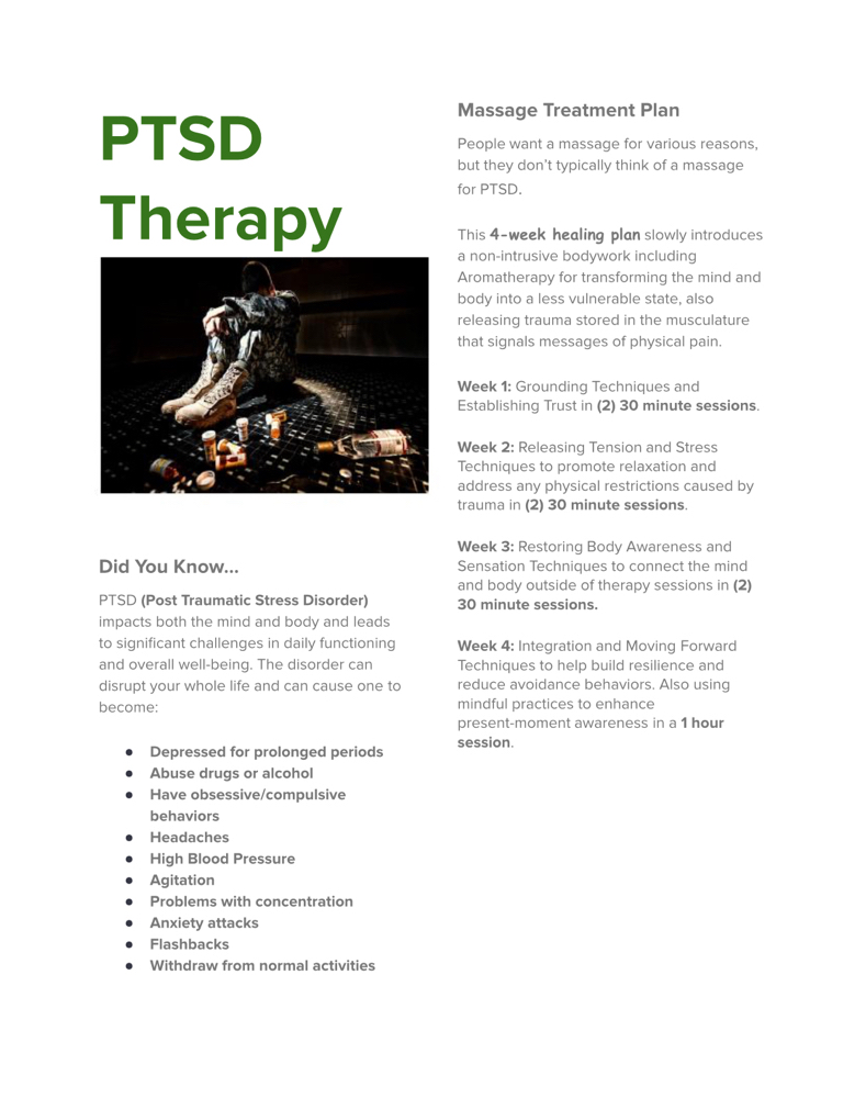 4 Week PTSD Therapy Plan