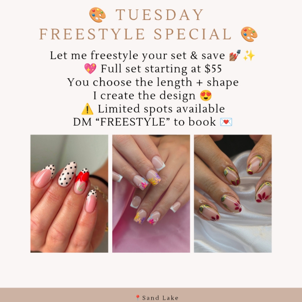 Tuesday  Freestyle SALE at Nails by Yesy in Sand Lake, MI