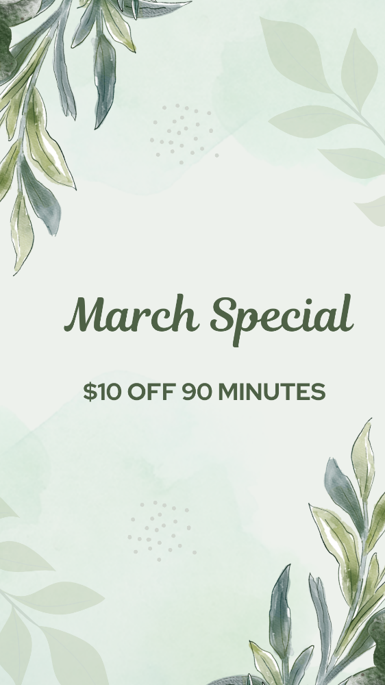 90 Min Massage MARCH SPECIAL