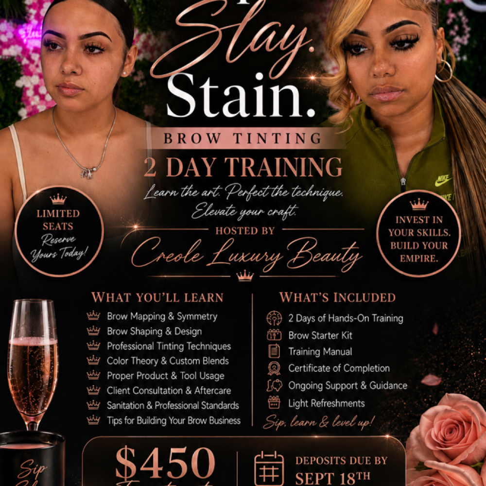 SIP.SLAY.STAIN. at Creole Luxury Beauty in Indianapolis, IN