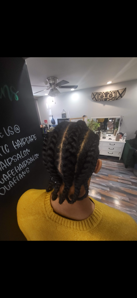 Large Design Braids On Naural Hair