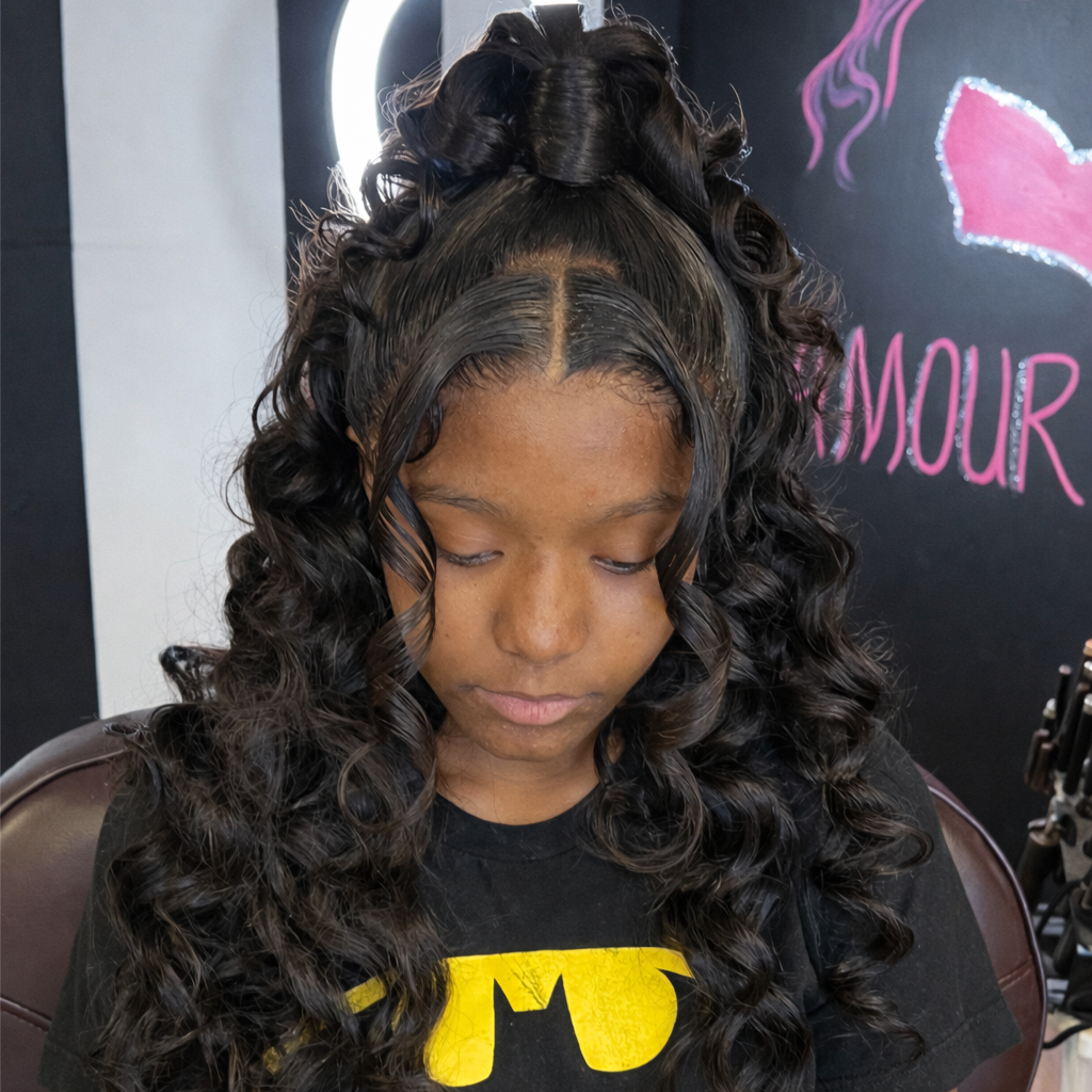 HALF UP HALF DOWN QUICK WEAVE at Glamour Bar Hair Care in Jackson, MS