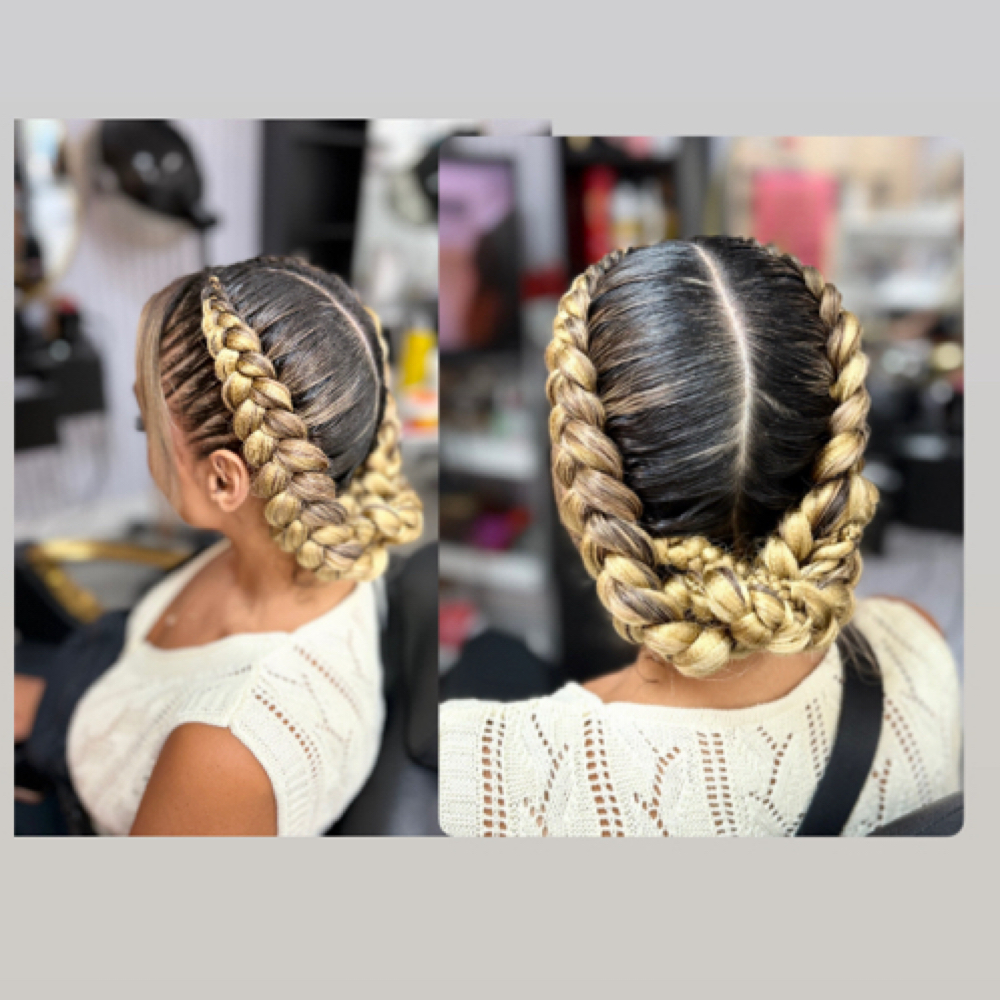 2 Feedin Braids Updo at The Glow Up Studio LLC in Kissimmee, FL