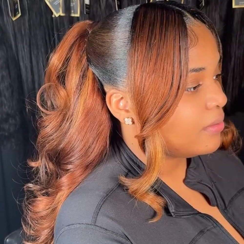 Half Up / Half Down ( with Bangs) at 1ST CLASS PRETTY in Miami Gardens, FL