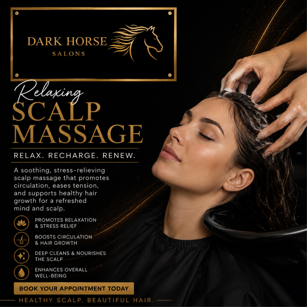 Scalp massage at Dark Horse Salons in Boulder, CO
