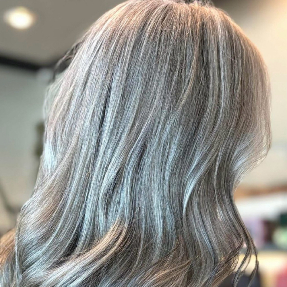 Grey Coverage+ Highlights at Free Born Beauty & Spa in New Albany, IN