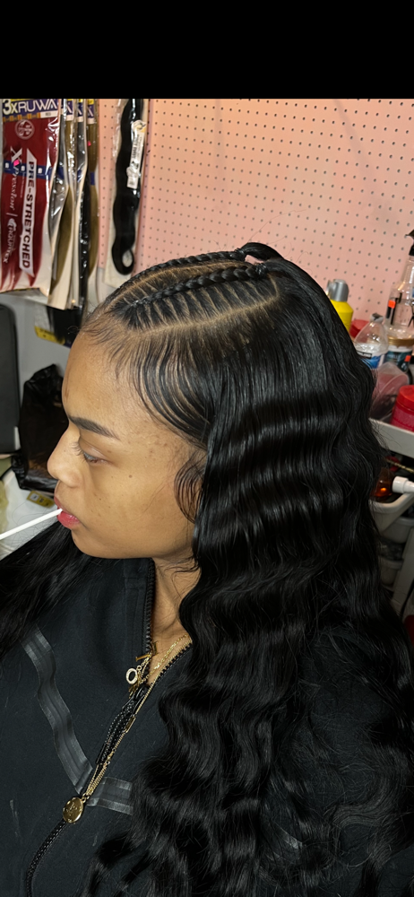 2 braids and quick weave