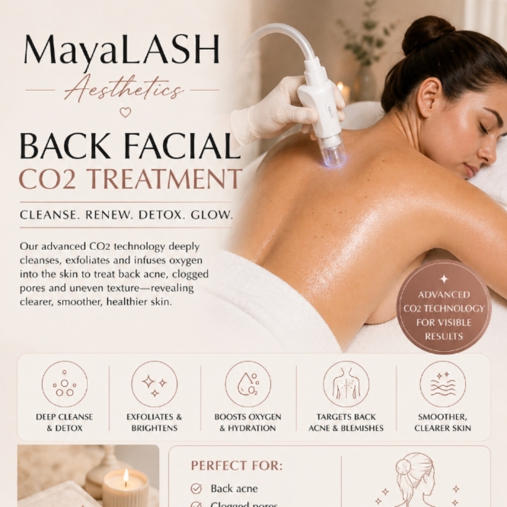 Back Facial – CO₂ Glow Treatment at MayaLASH Aesthetics| Professional Lash Lifts & Facials in Norwood, MA in Norwood, MA