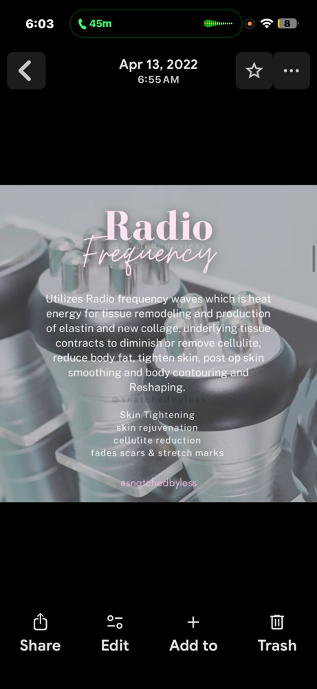 Skin tighening Radio Frequency at Snatched  Beauties in Los Angeles, CA