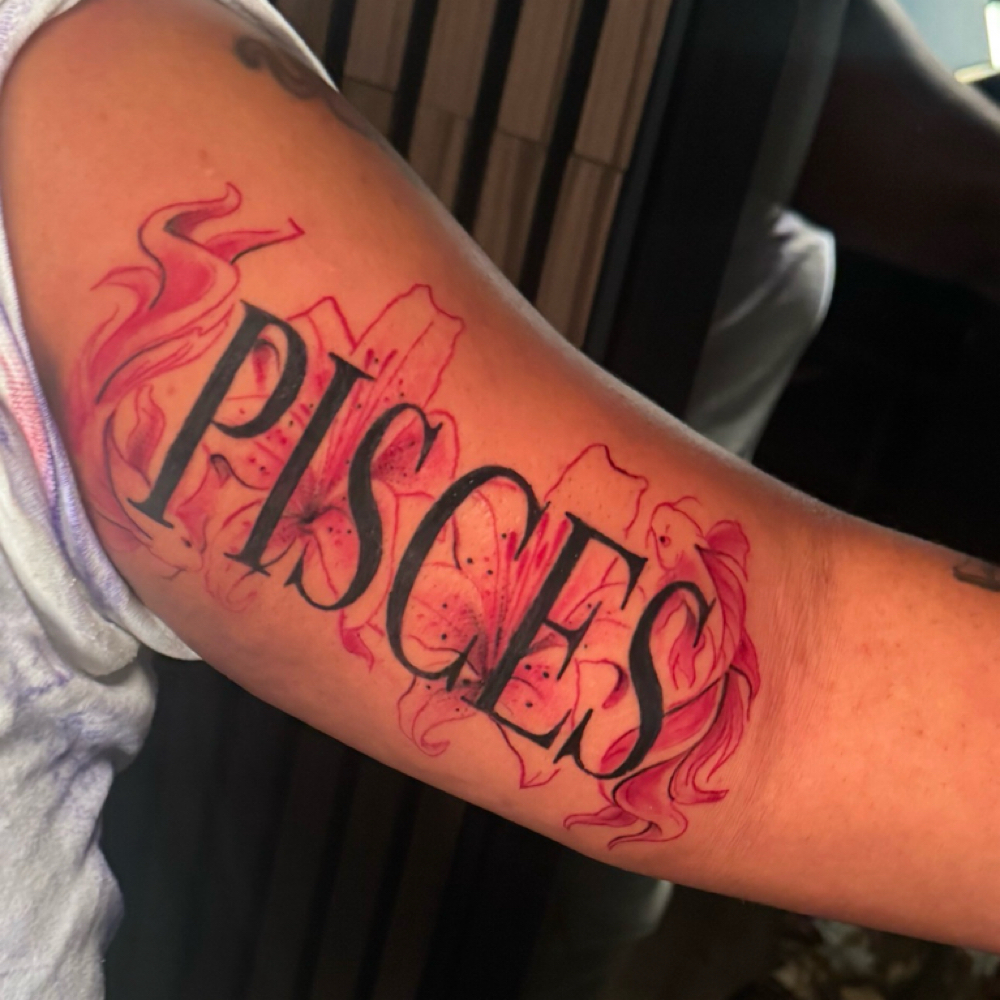 CUSTOM INNER BICEP TATTOO at Tattoo Whitney Houston in Houston, TX