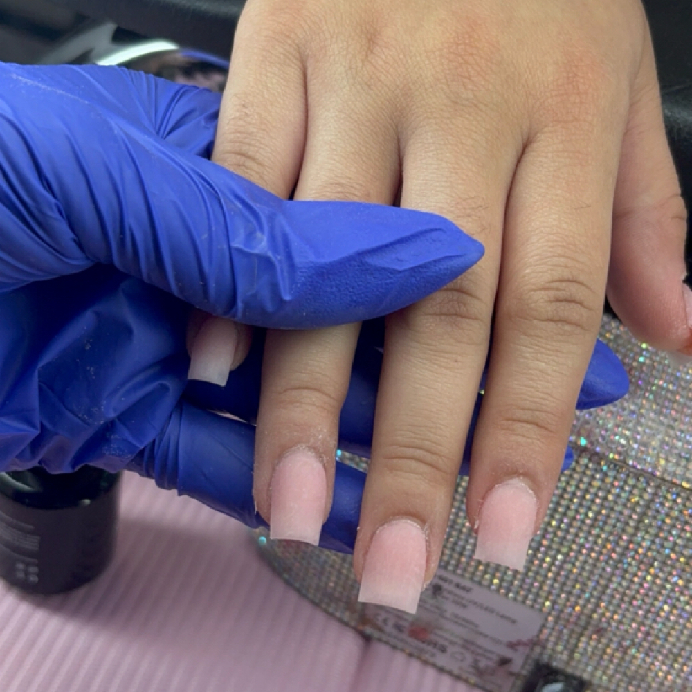 acrylic overlay over natural nails at Barbiez Studios in Wichita, KS