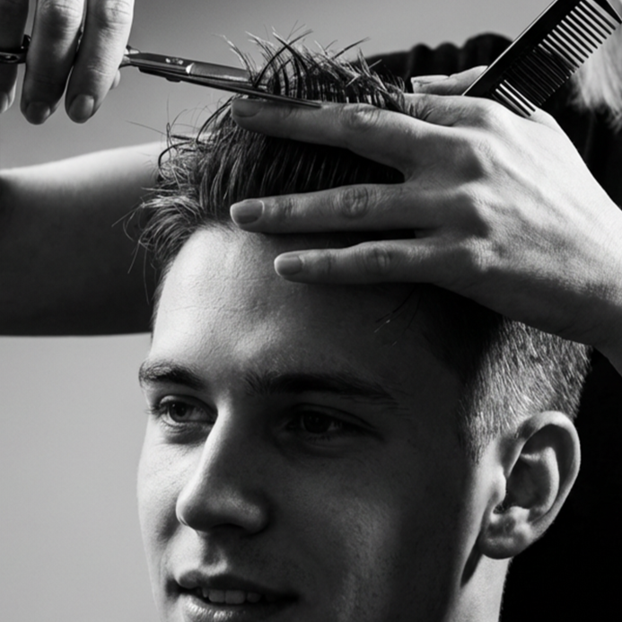 Young Man Hair Cut at Scissors & Razors Men’s Grooming Studio in Huntersville, NC