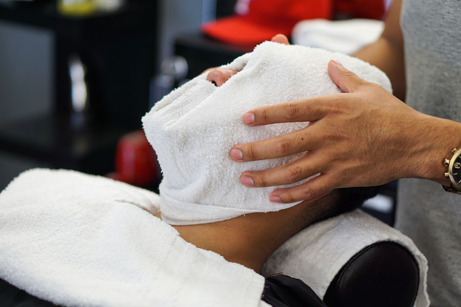 FADE HAIRCUT + HOT TOWEL SHAVE