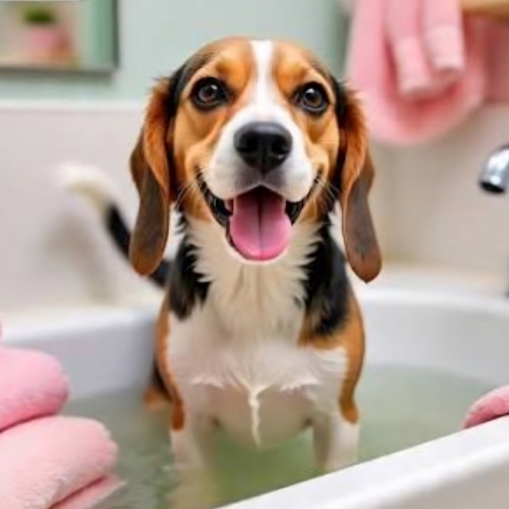 Bath-Medium-Short Hair at Tail Waggers Grooming LLC in Fort Worth, TX