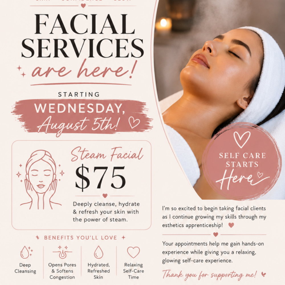 Intro Steam Facial With Erica Kay at Holistic Hair Experience in Novi, MI