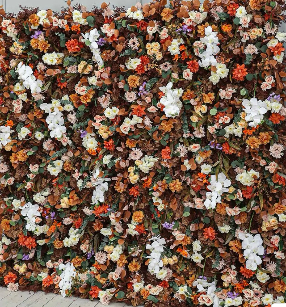 Coffee Fall Flower Wall Rental