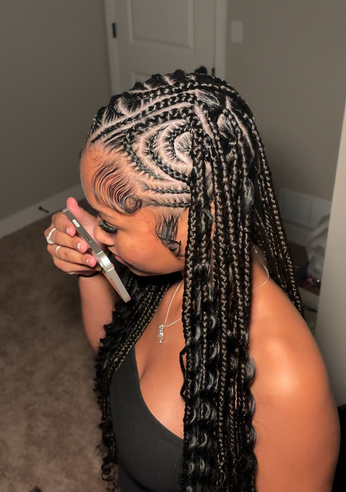 Medium Extra Designed Fulani Braids