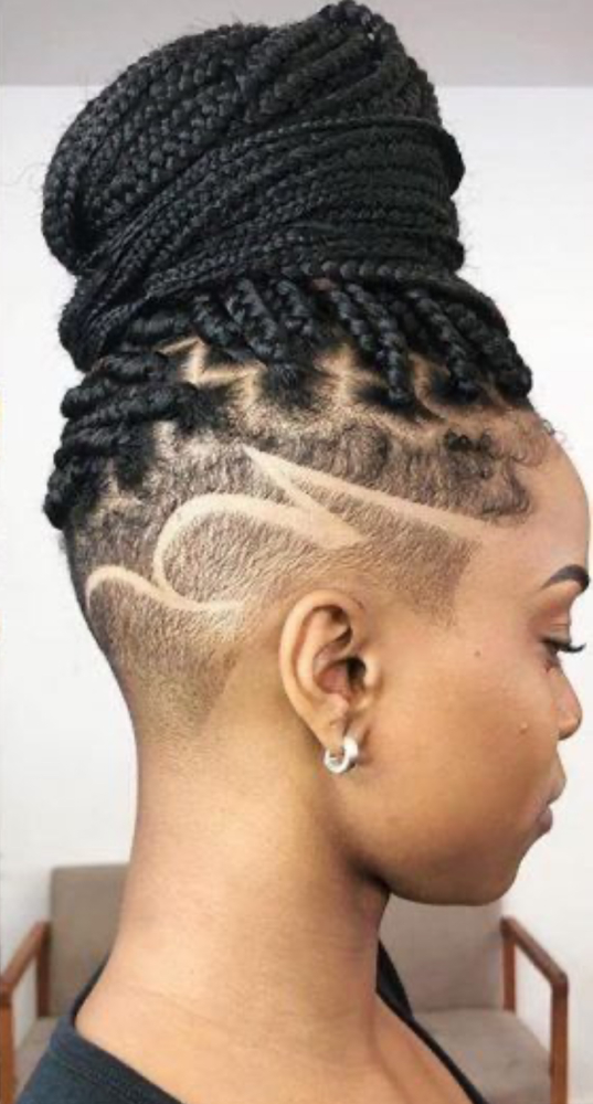 Shaved Sides W Box Braid Crochet