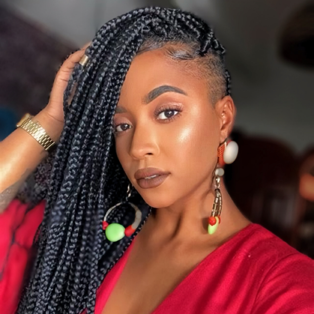 Shaved Sides W Box Braid Crochet