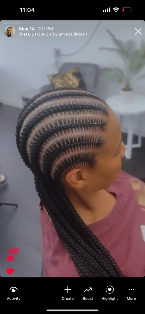 10 Stitch Feed In Braids