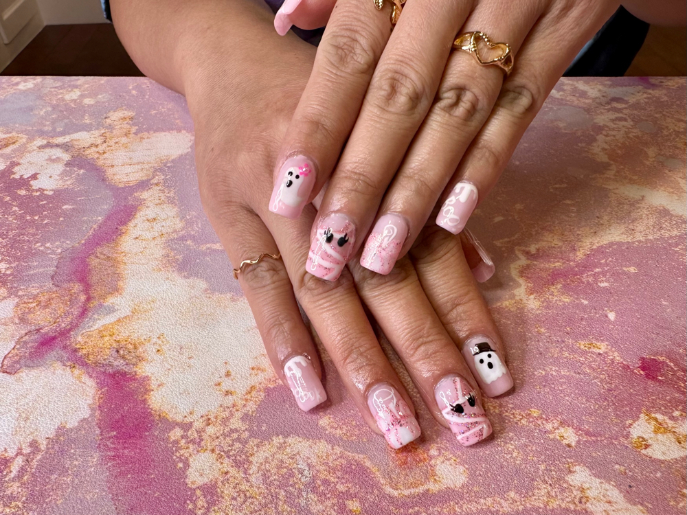 Nail Color With Design On Each Nail