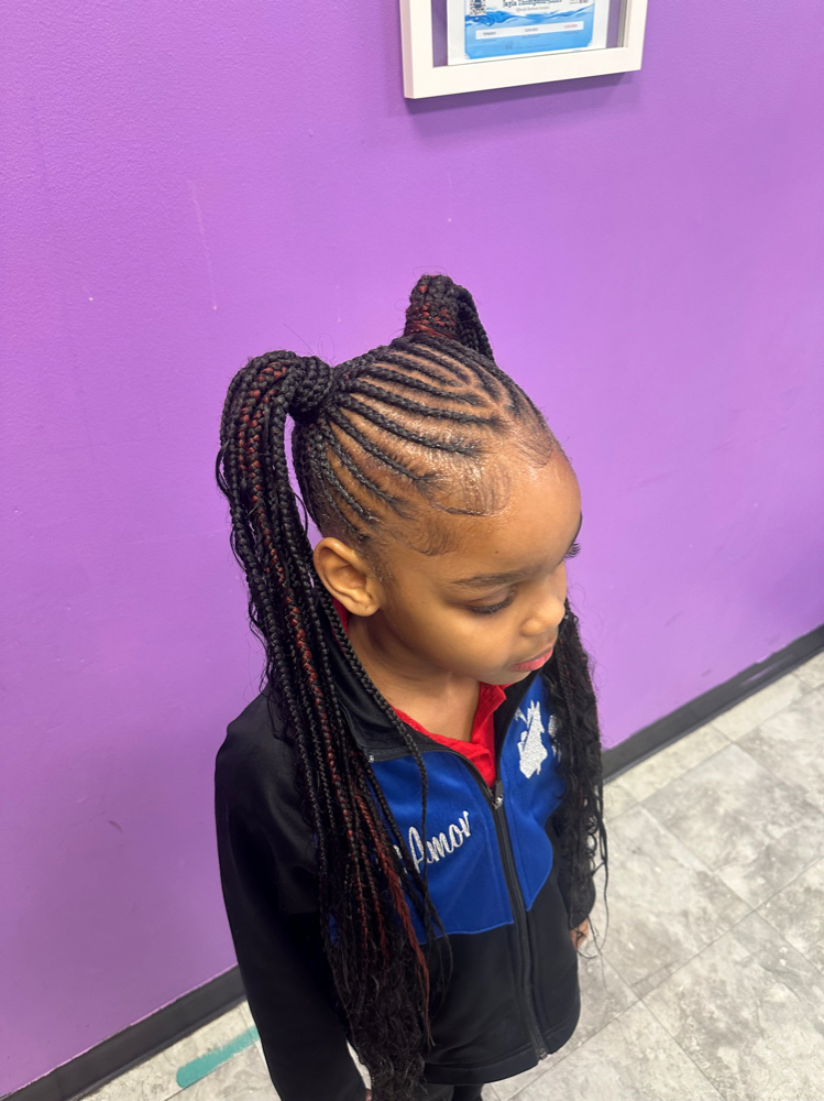 2 Braided Ponytails W/boho at Lee The Hair Magician LLC in Detroit, MI