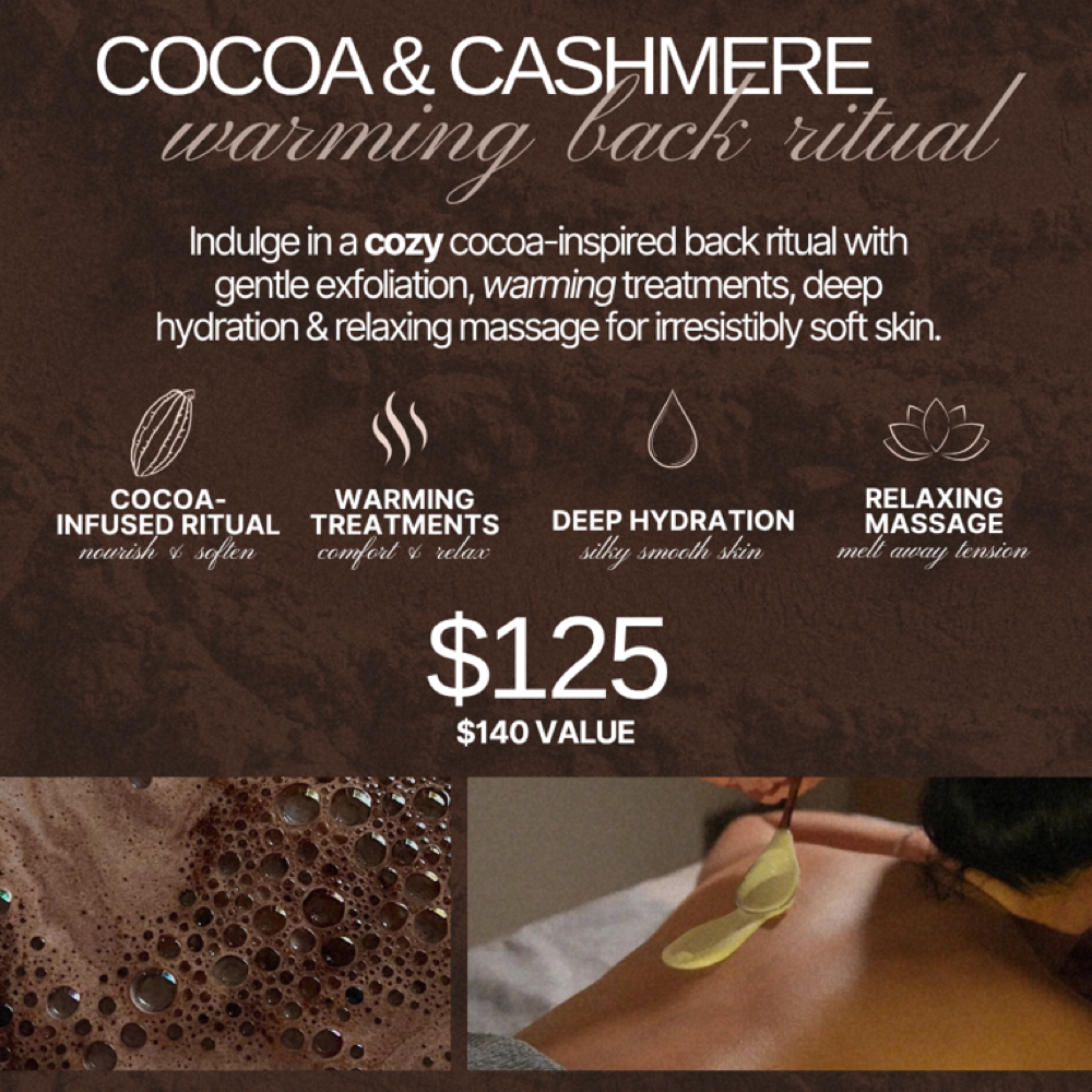 Cocoa&Cashmere Warming Back Ritual at The Coastal Cove Salon & Spa in Spring, TX