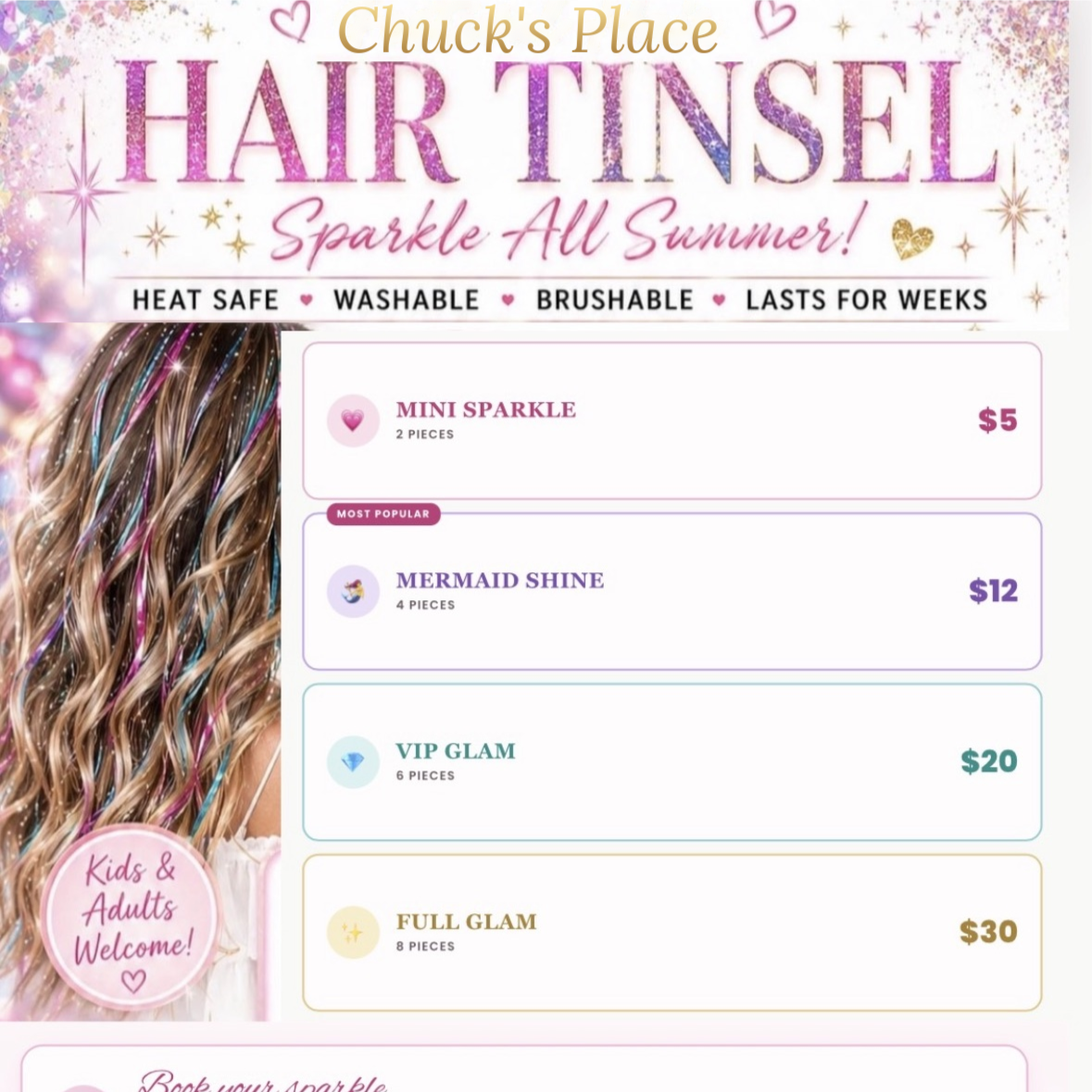 HAIR TINSEL at Chuck’s Place Cuts in Surprise, AZ